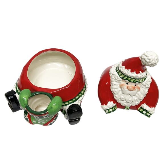 Fitz and Floyd Stocking Stuffers Lidded Box Santa Holding Stocking - Picture 4 of 10